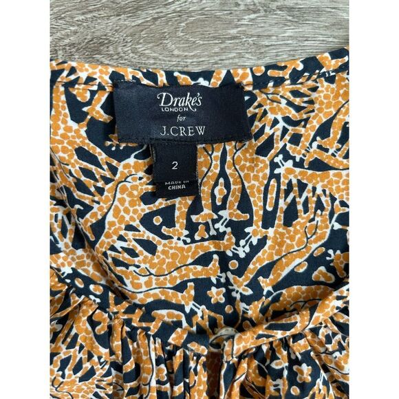 Drake’s London For J. Crew EUC Giraffe Print V-Neck Top Blouse Size 2 - Picture 6 of 11